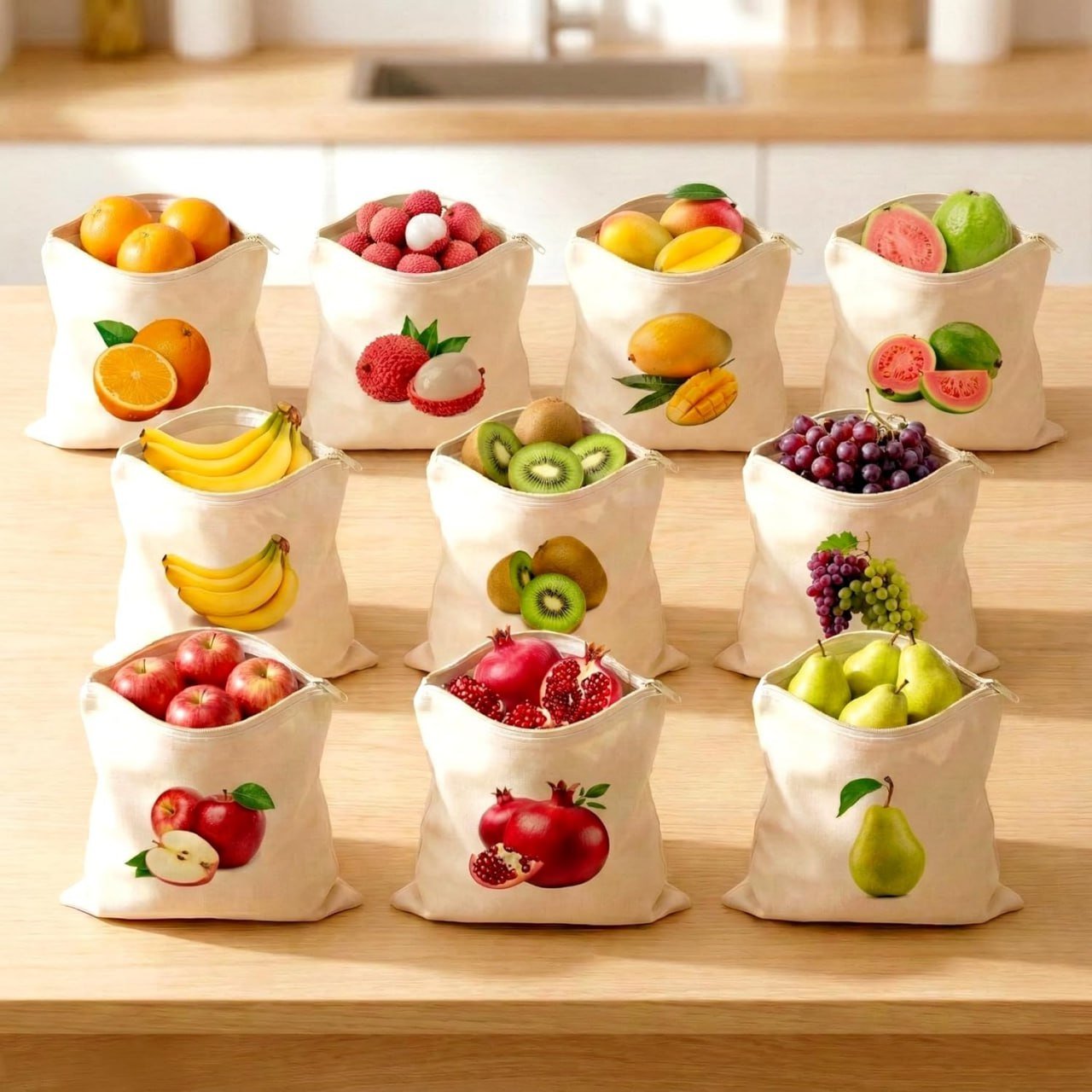 10 pcs Reusable Cotton Fruit Grocery bag