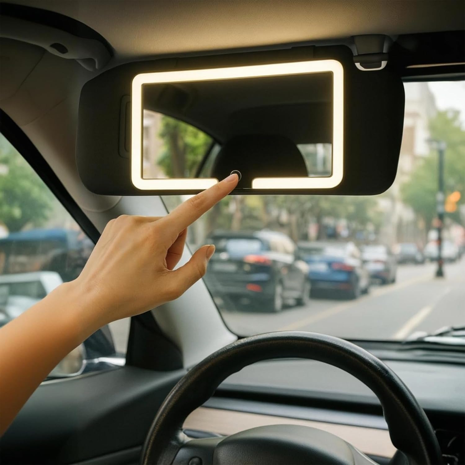 Car Sun Visor Vanity Mirror with LED Lights