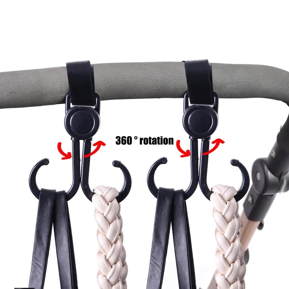 STROLLER HOOKS WITH DOUBLE HOOK CLIP
