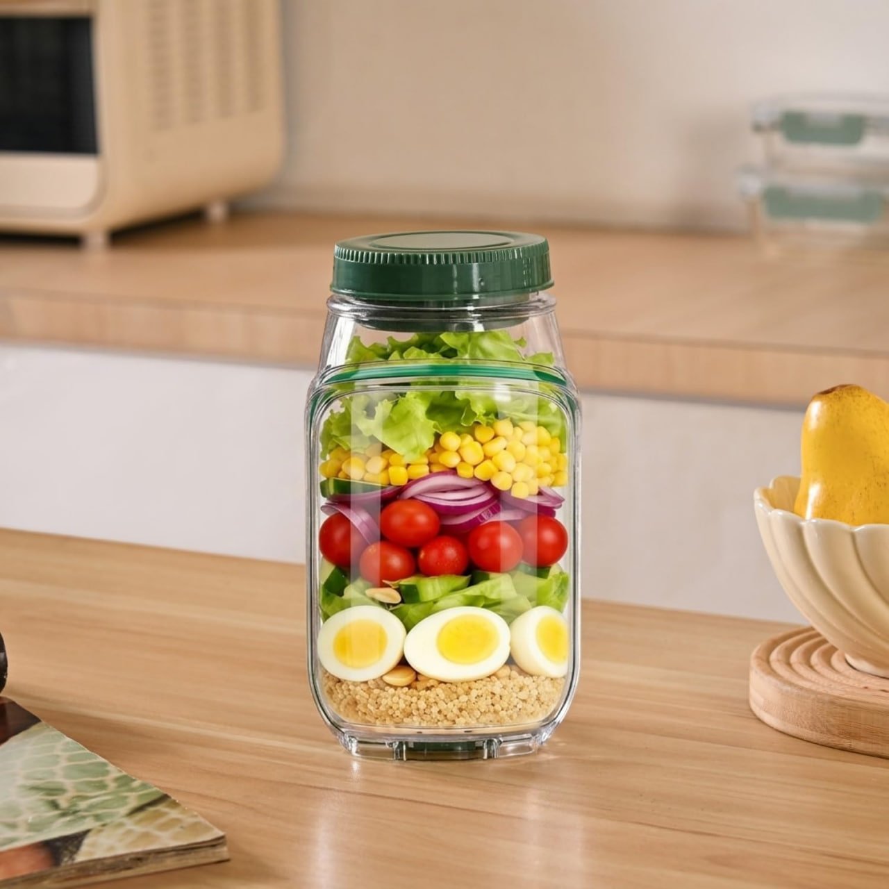 SALAD  CONTAINER WITH DRESSING CUP