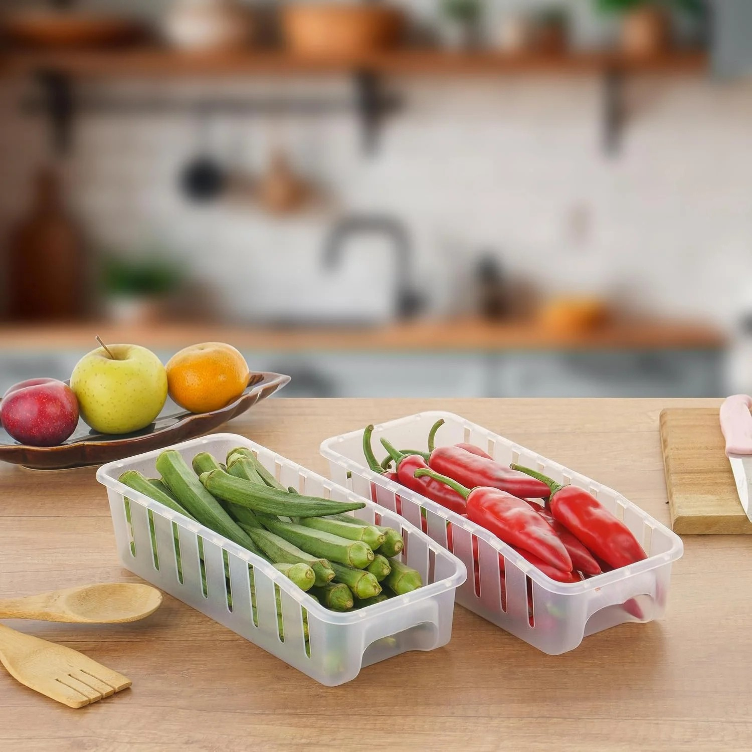 4Pcs Food Plastic Fridge Storage Container