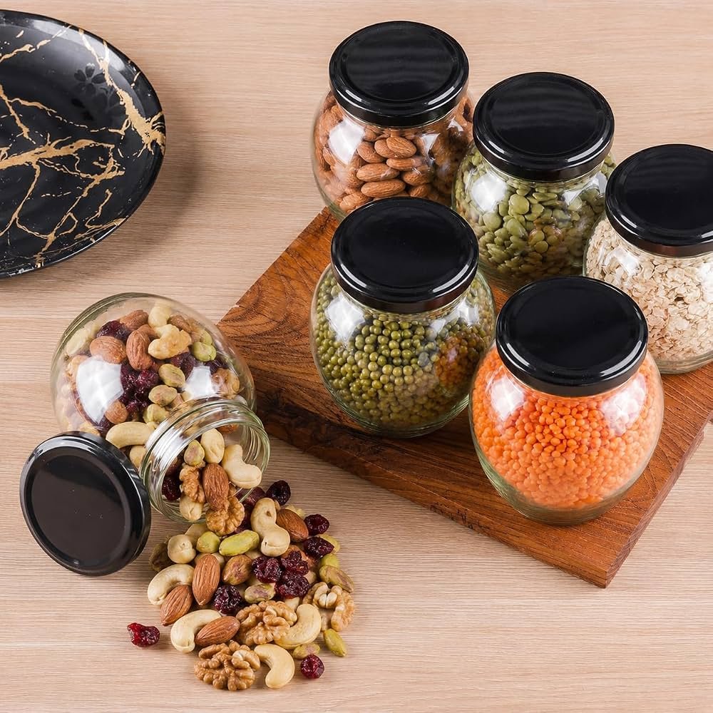 6 Pcs Matka shape glass jar and container
