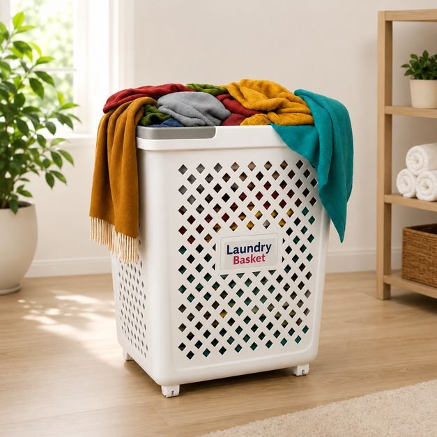 Foldable Plastic Laundry Basket with Wheels