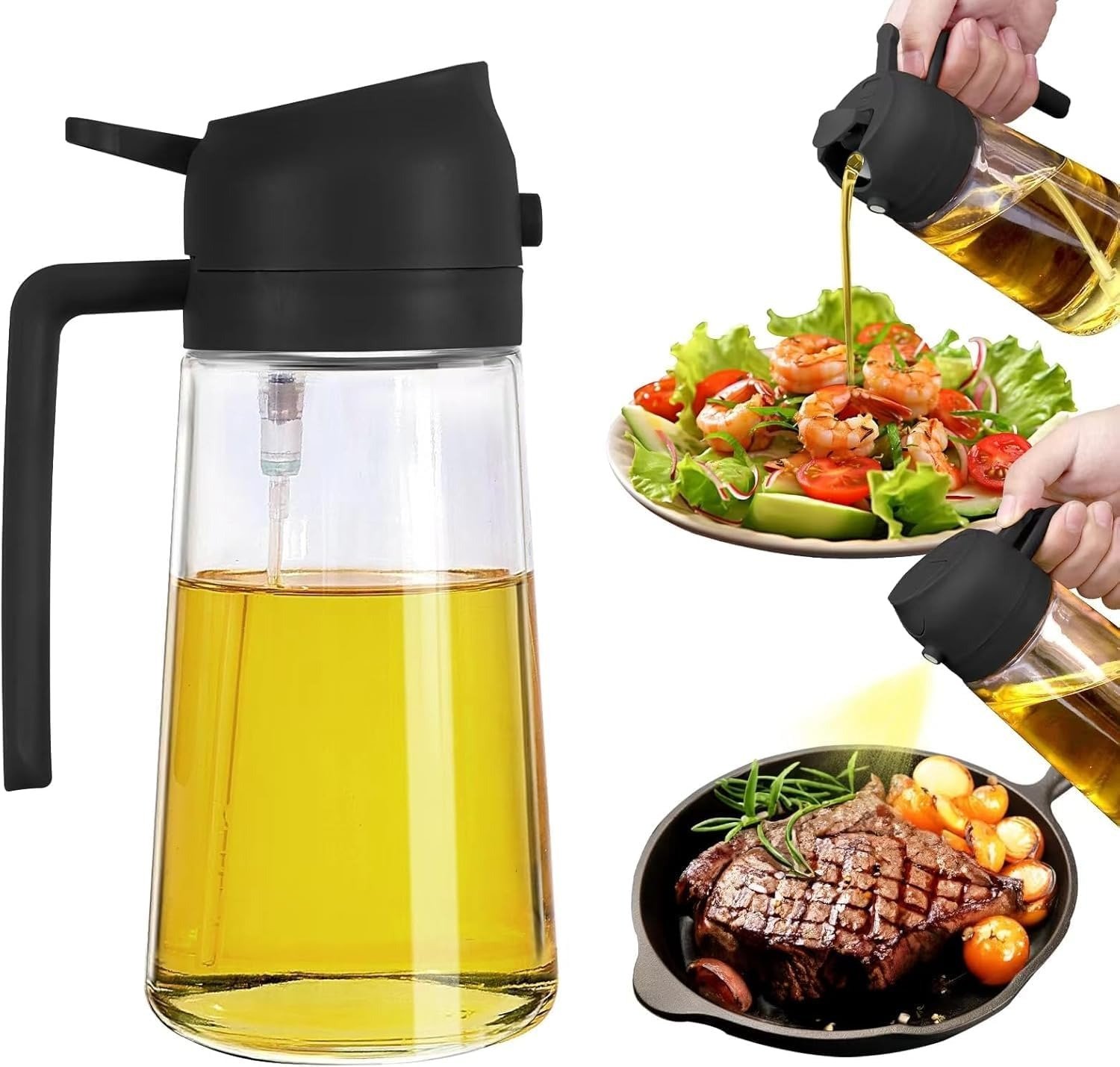 Glass Oil Bottle with Mist Spray (YELLOW COLOUR)