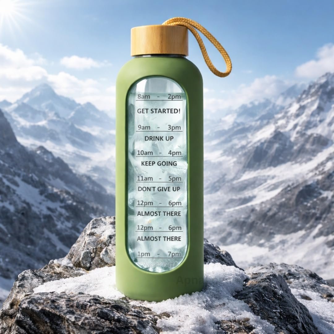 Borosilicate Glass Water Bottle with Leakproof Wooden Cap