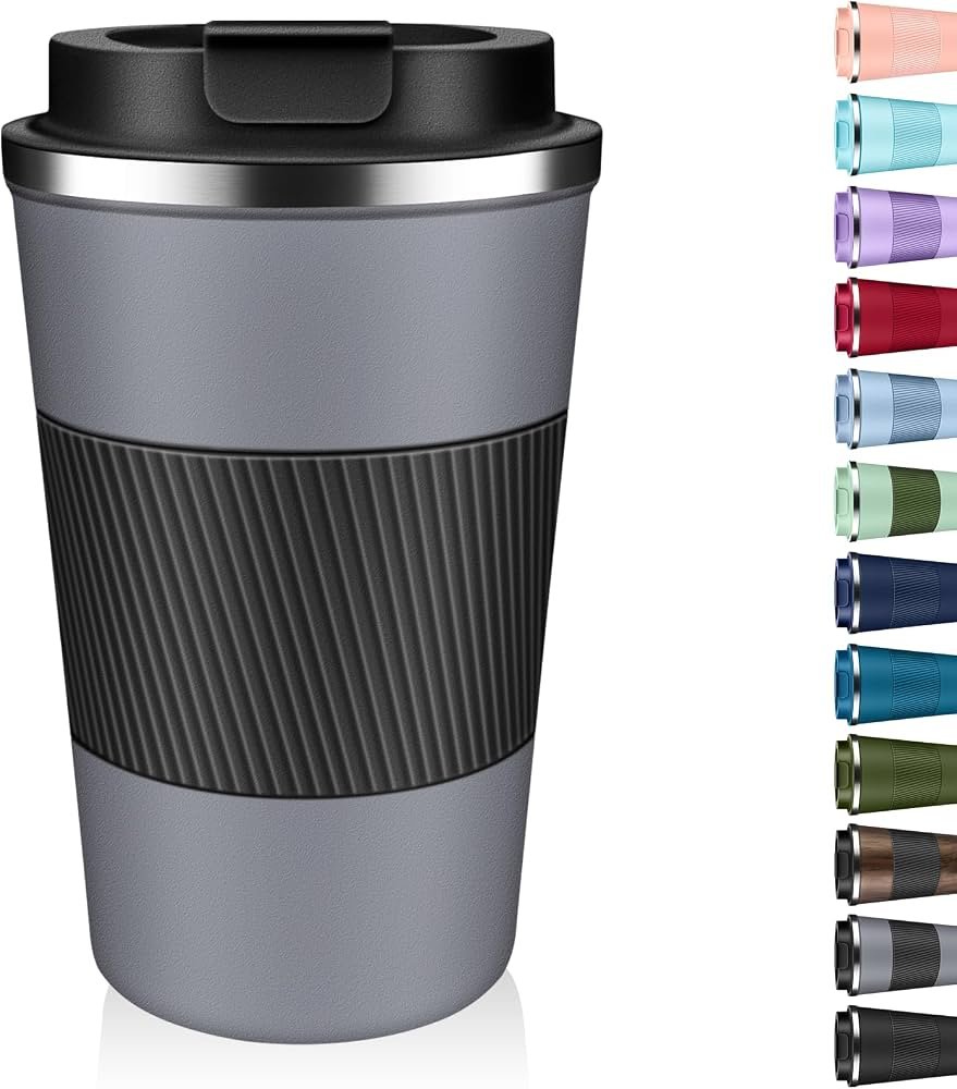 Insulated Coffee Cup with Leakproof Lid Grey Colour