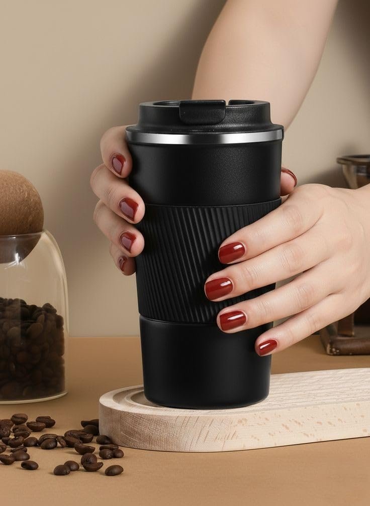 Insulated Coffee Cup with Leakproof Lid Black Colour