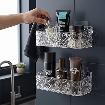 TRANSPARENT ACRYLIC BATHROOM TRAY (PACK OF 2)